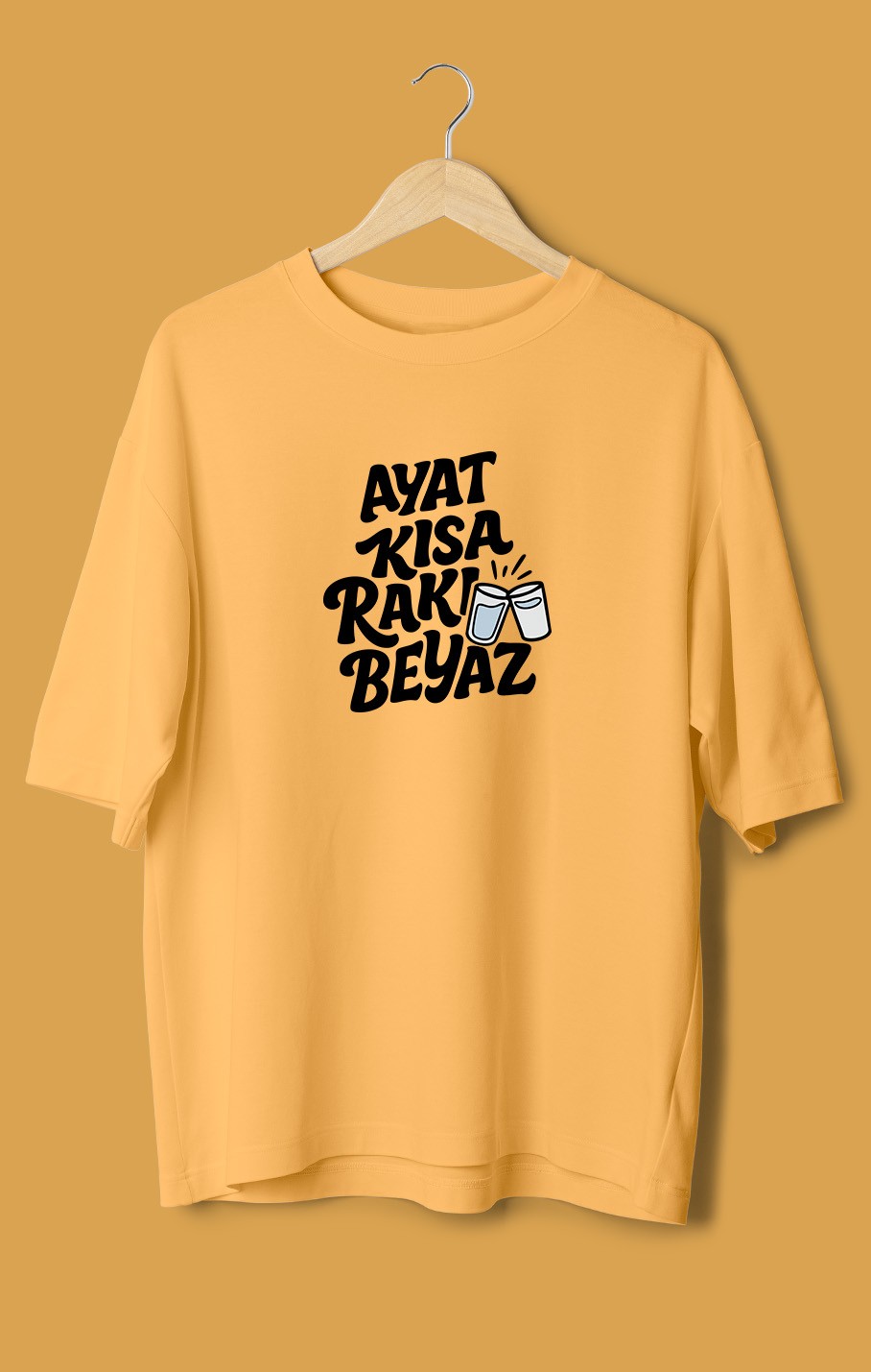Ayat Kısa Rakı Beyaz (Orijinal Oversize Tişört)