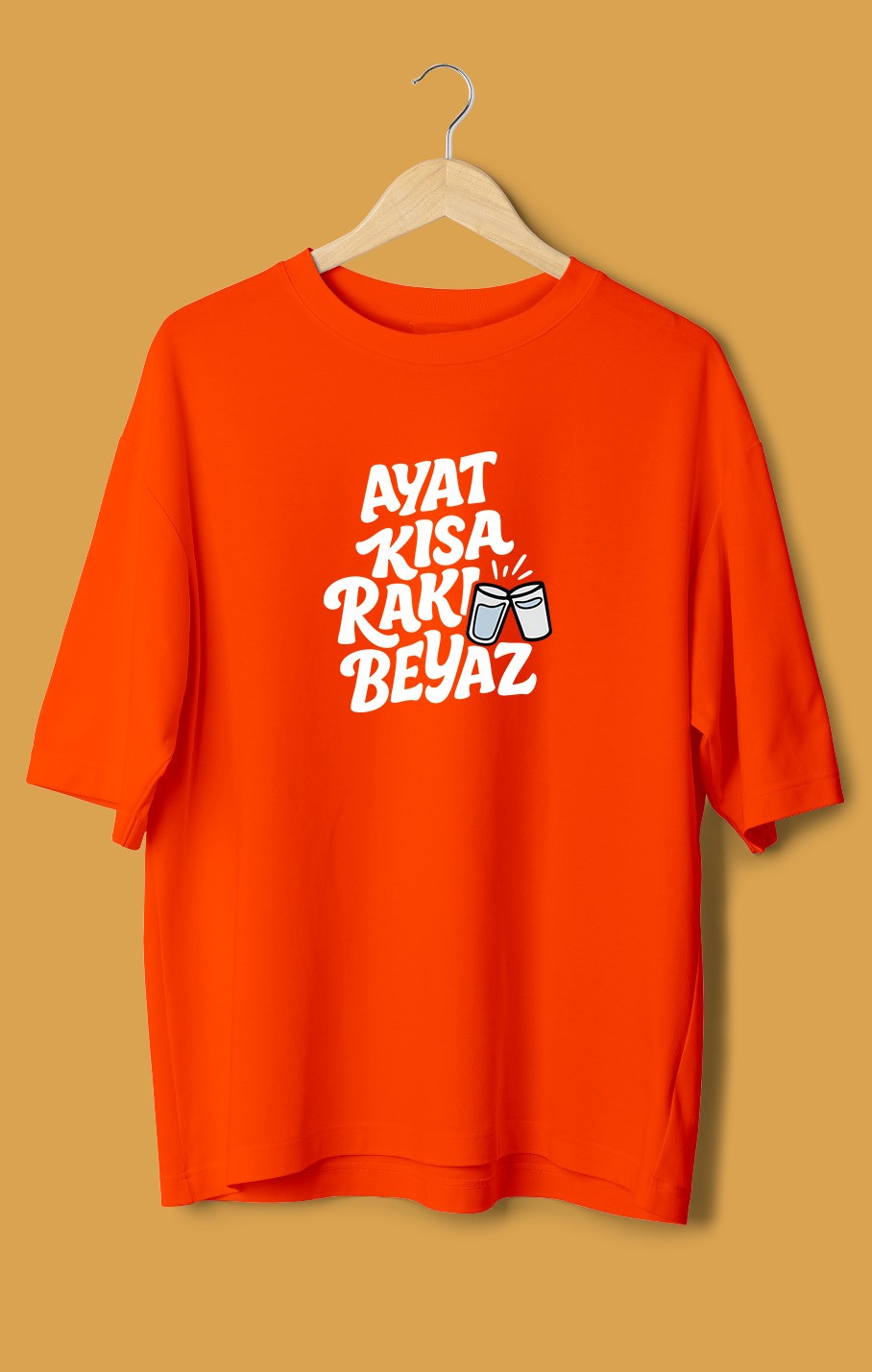Ayat Kısa Rakı Beyaz (Orijinal Oversize Tişört)