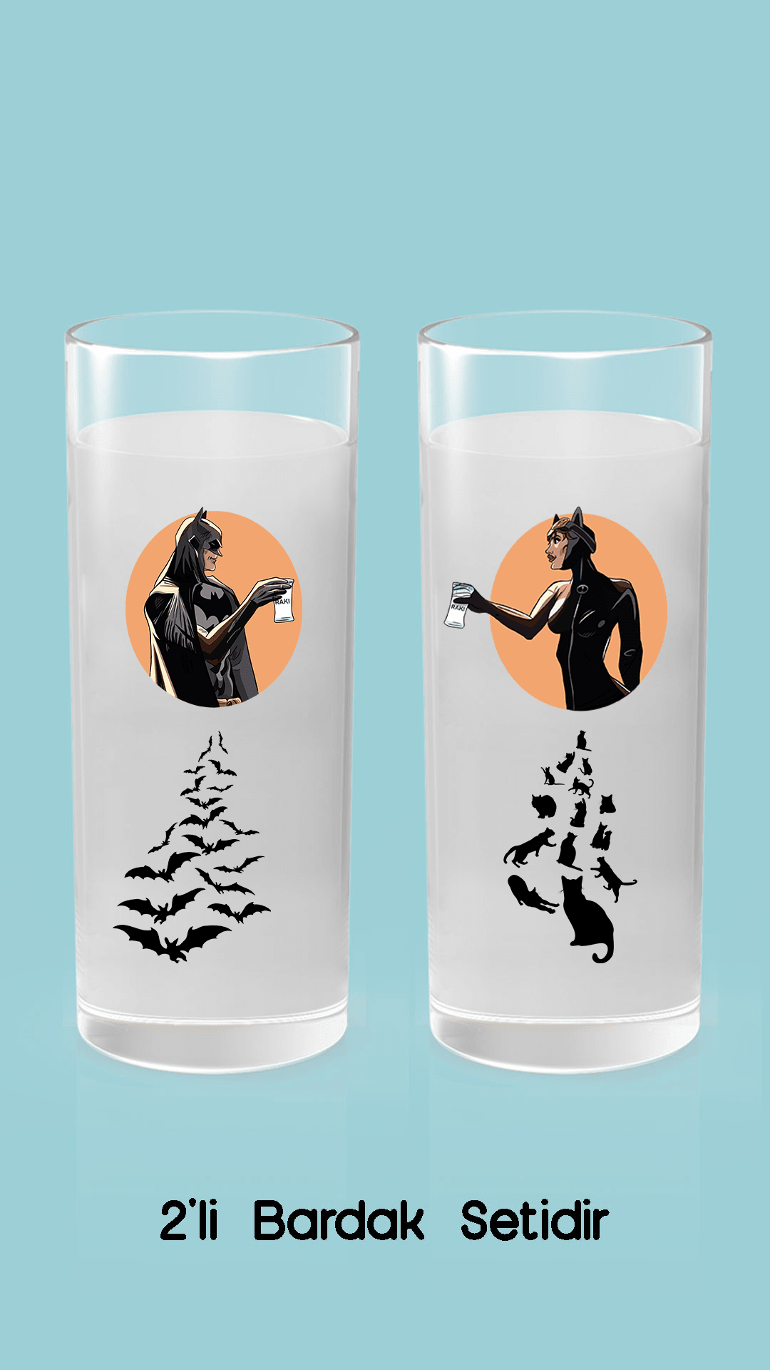 Batman & Cat Woman (Rakı Bardağı)