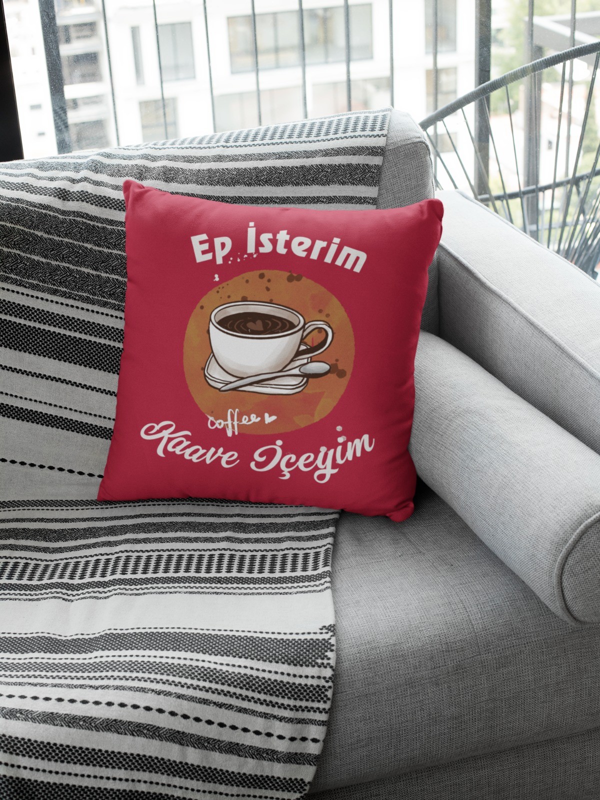 Ep İsterim Kaave İçeyim (Kare Yastık)