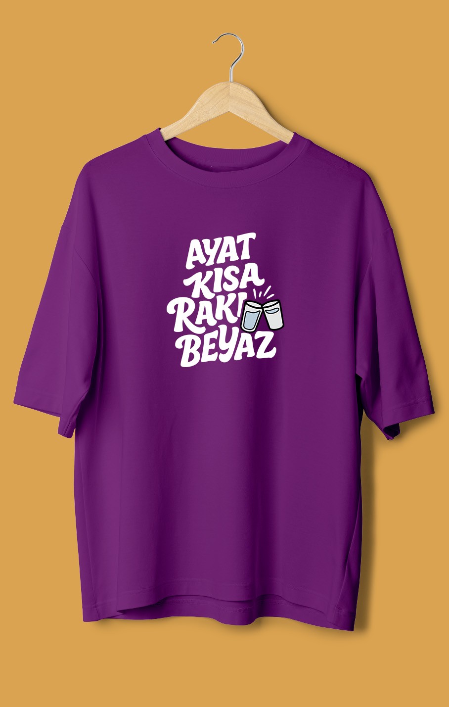 Ayat Kısa Rakı Beyaz (Orijinal Oversize Tişört)