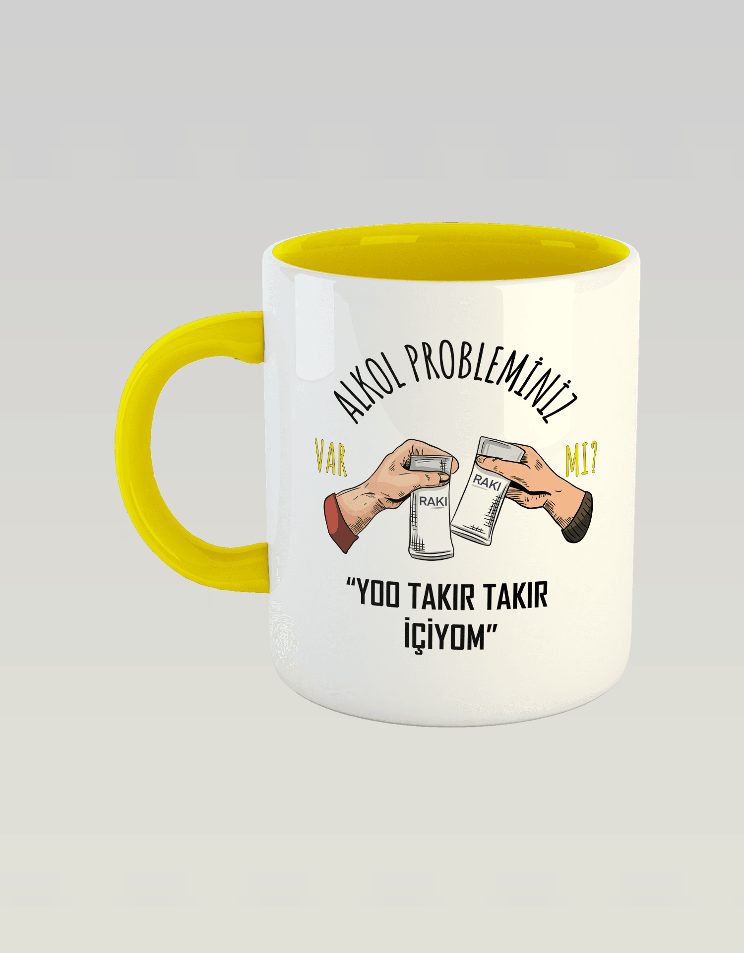Alkol Probleminiz Var Mı? Yoo Takır Takır İçiyom Rakılı Versiyon (Porselen Kupa)