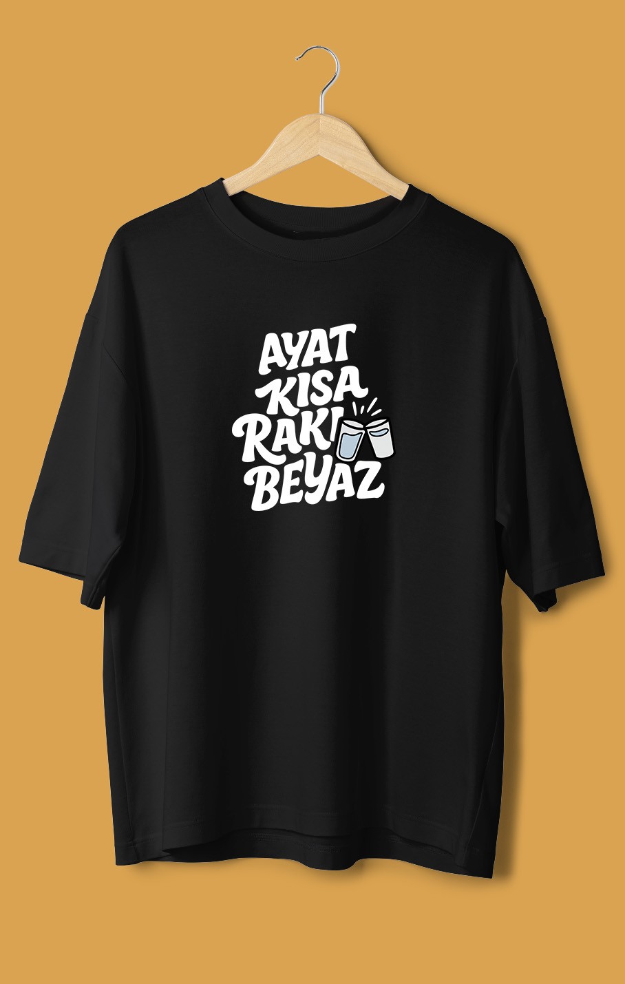 Ayat Kısa Rakı Beyaz (Orijinal Oversize Tişört)