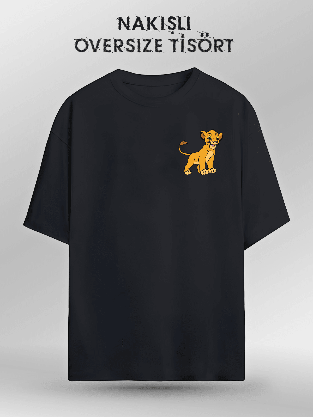Aslan Kral Simba (Orijinal Oversize Nakışlı Tişört)