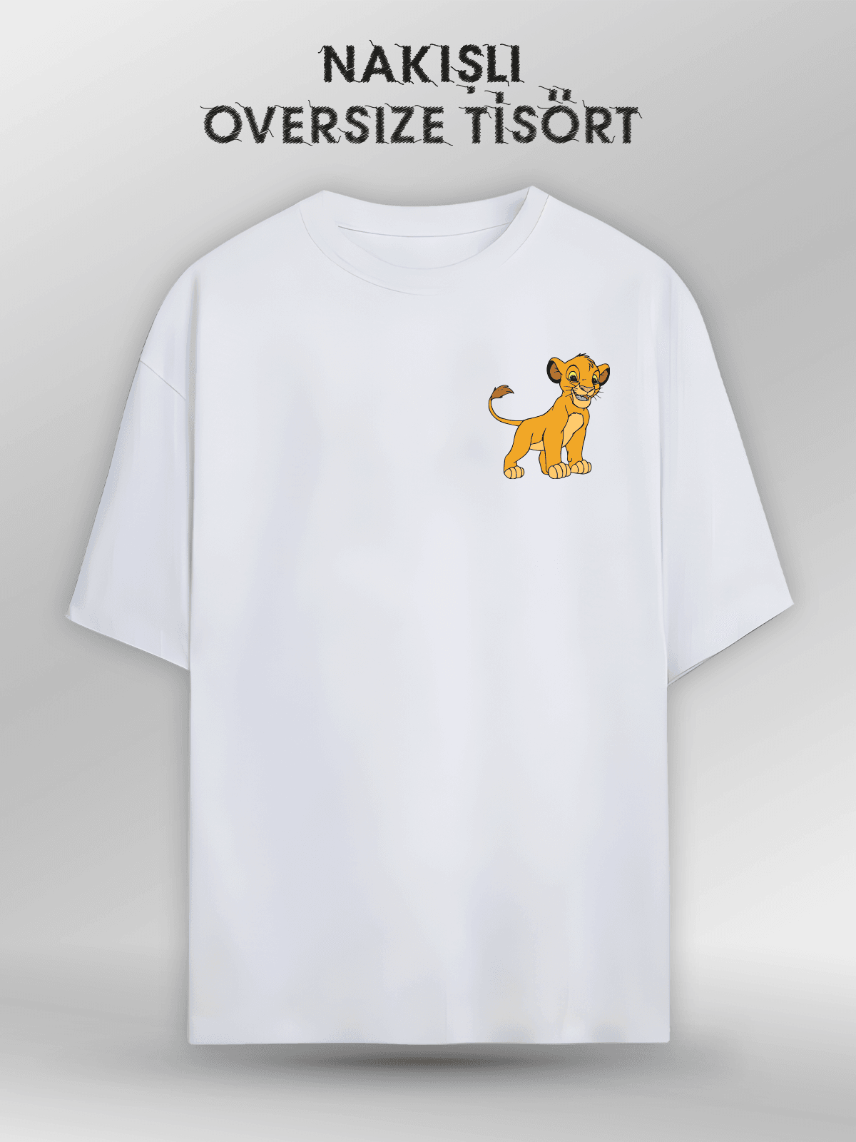 Aslan Kral Simba (Orijinal Oversize Nakışlı Tişört)