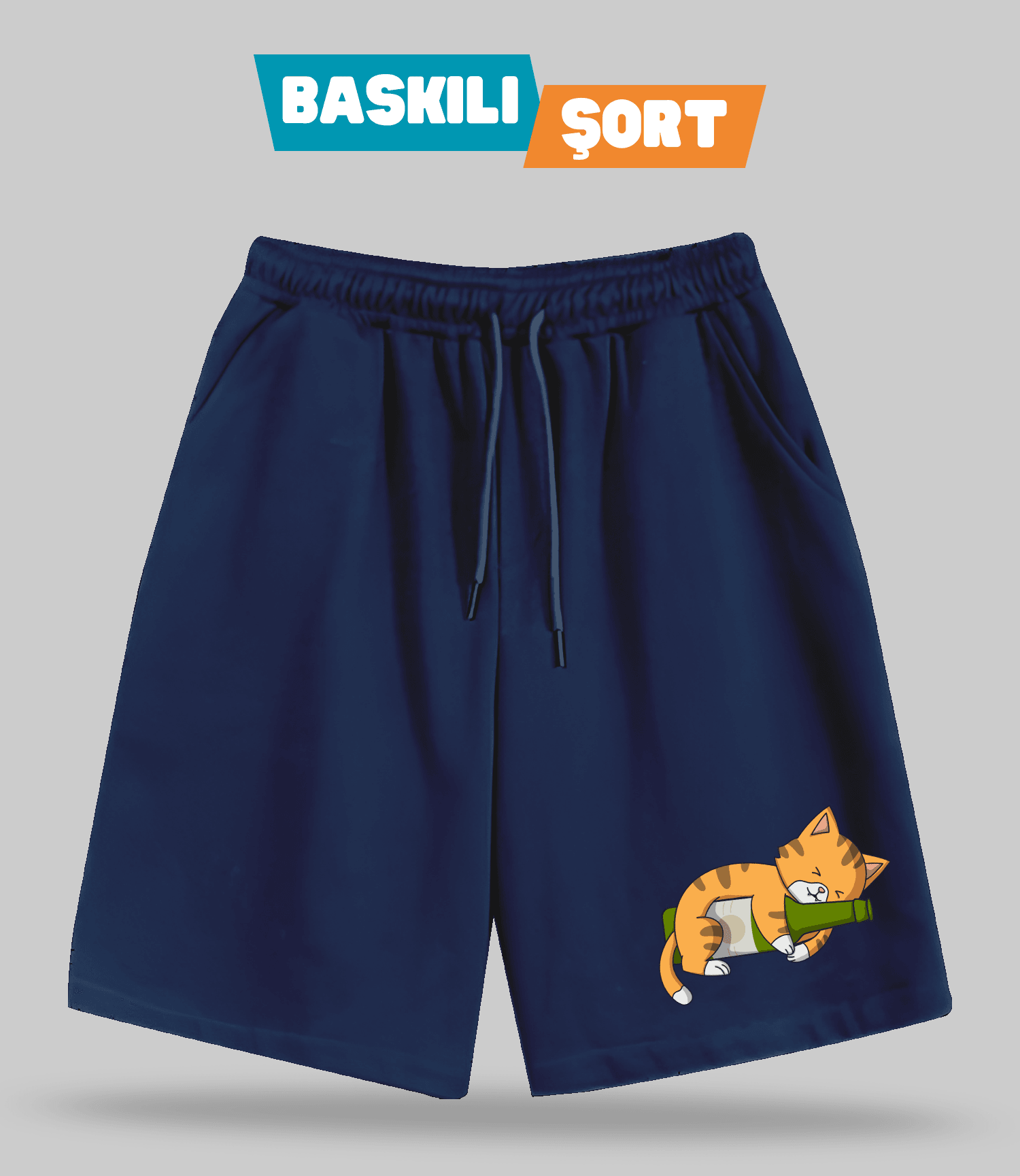 Biracı Kedi (Baskılı Erkek Şort)