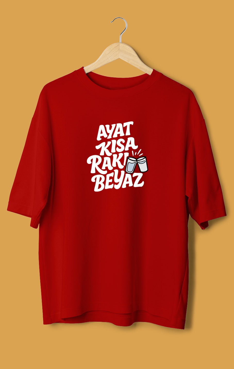 Ayat Kısa Rakı Beyaz (Orijinal Oversize Tişört)