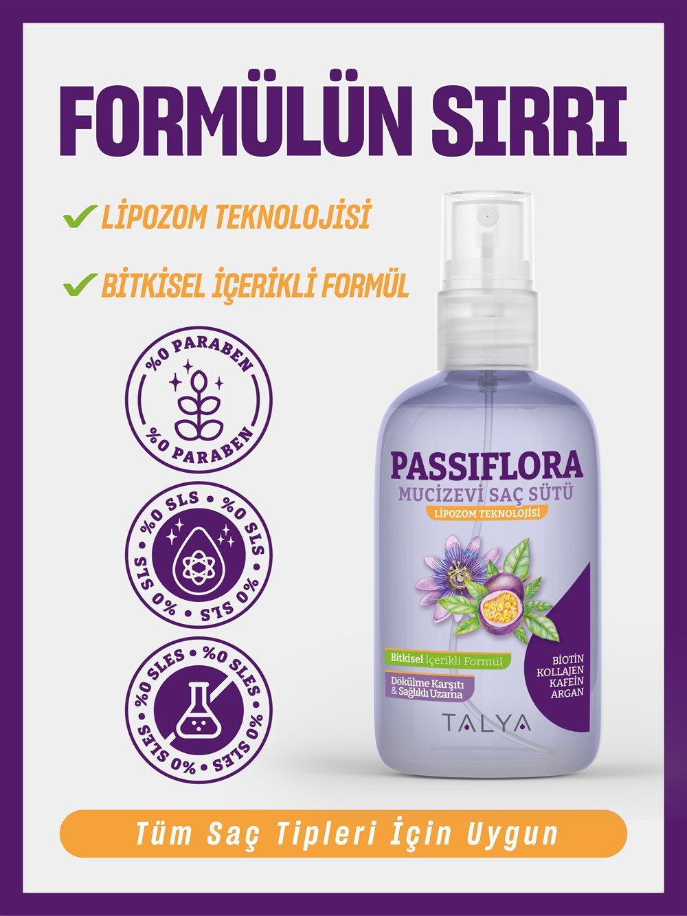 Passiflora Mucizevi Saç Sütü 200 ML + Biotin İçeren Takviye Edici Gıda