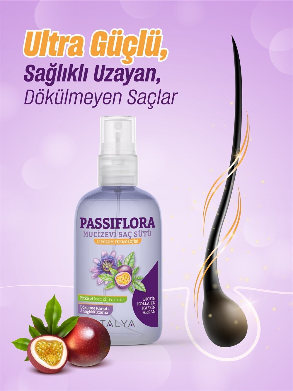 Passiflora Mucizevi Saç Sütü 200 ML + Biotin İçeren Takviye Edici Gıda