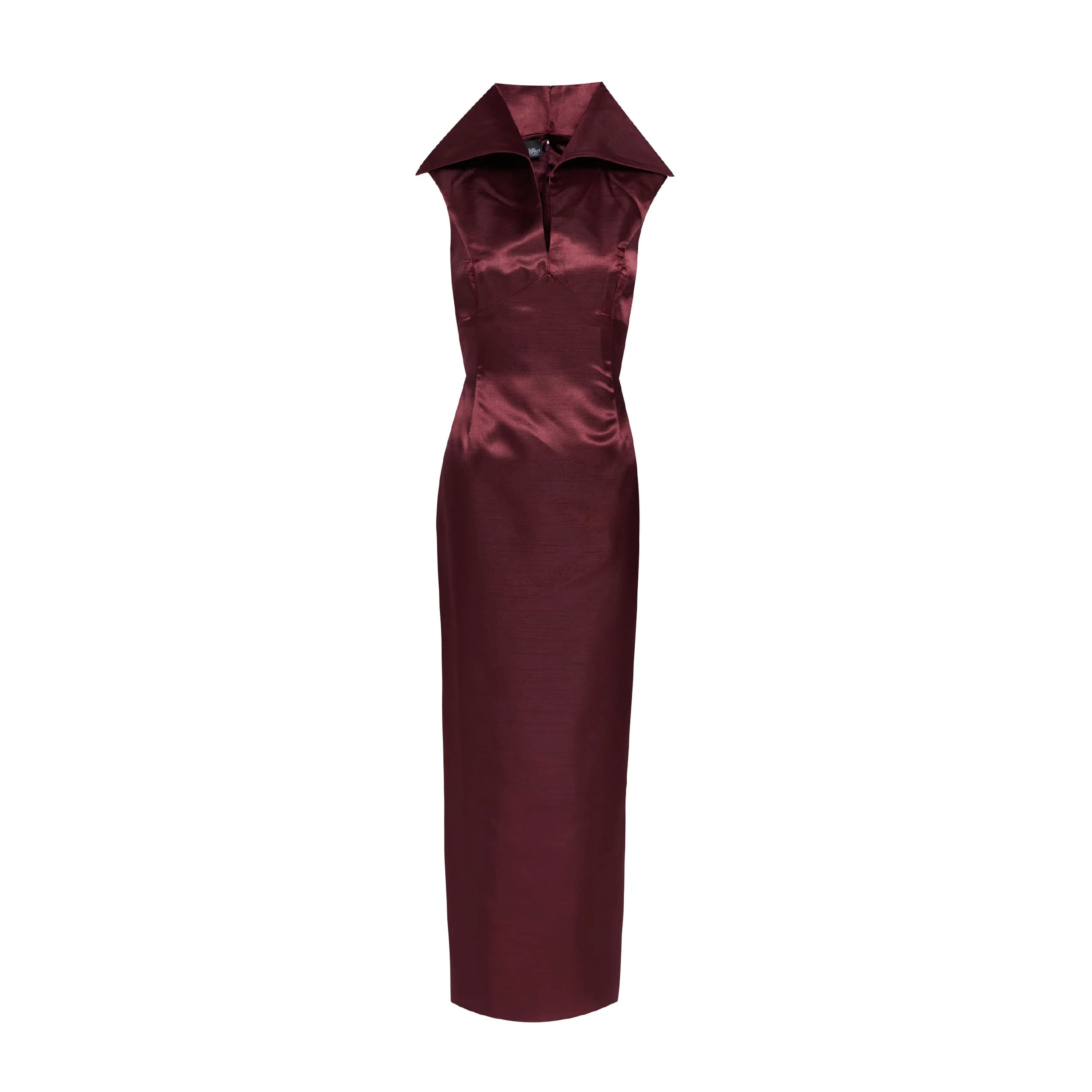 No39 Yaka Detaylı Bordo Elbise image