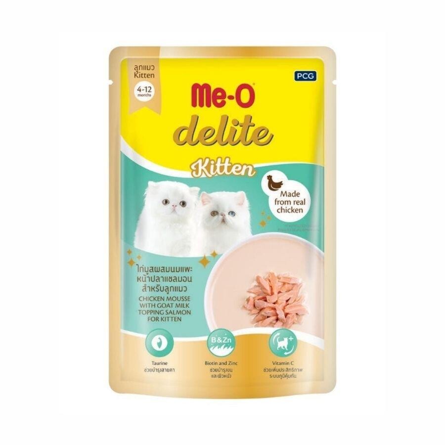 Me-o Pouch Delite Tavuklu, Somonlu ve Keçi Sütlü Yavru Kedi Konservesi 70 Gr
