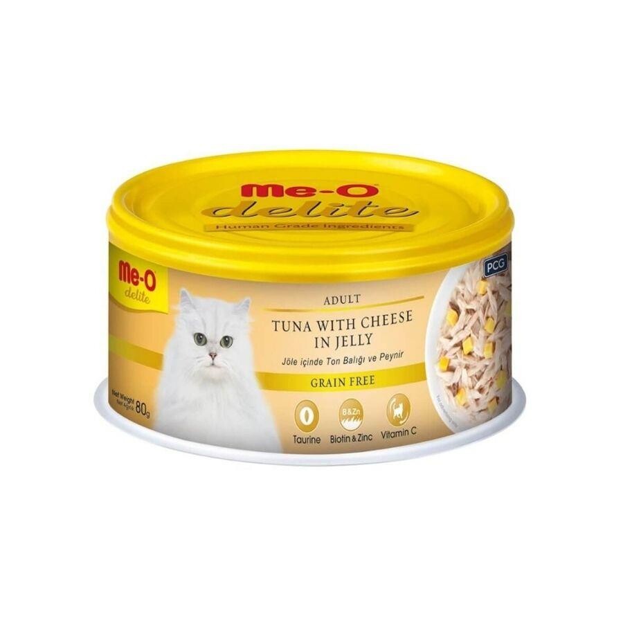 Me-O Delite Jelly Ton Balıklı ve Peynirli Yetişkin Kedi Konservesi 80 Gr