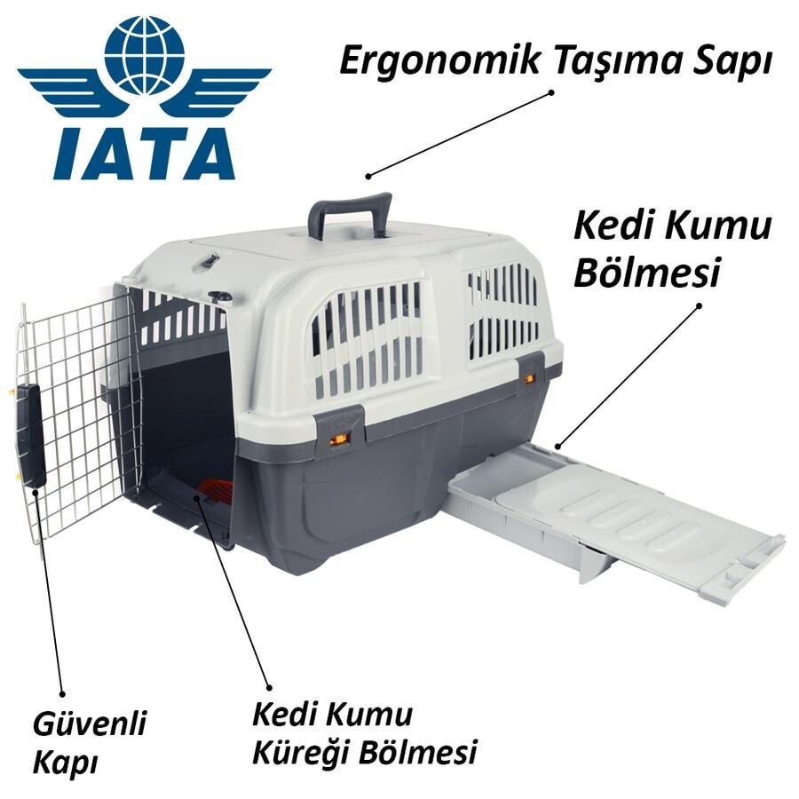Skudo Iata 3 Tuvaletli Kedi Köpek Seyahat Kafesi 60 cm