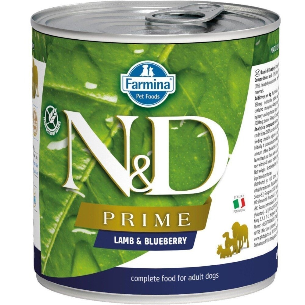 N&D Prime Tahılsız Kuzu Etli ve Yaban Mersinli Yetişkin Köpek Konservesi 285 gr