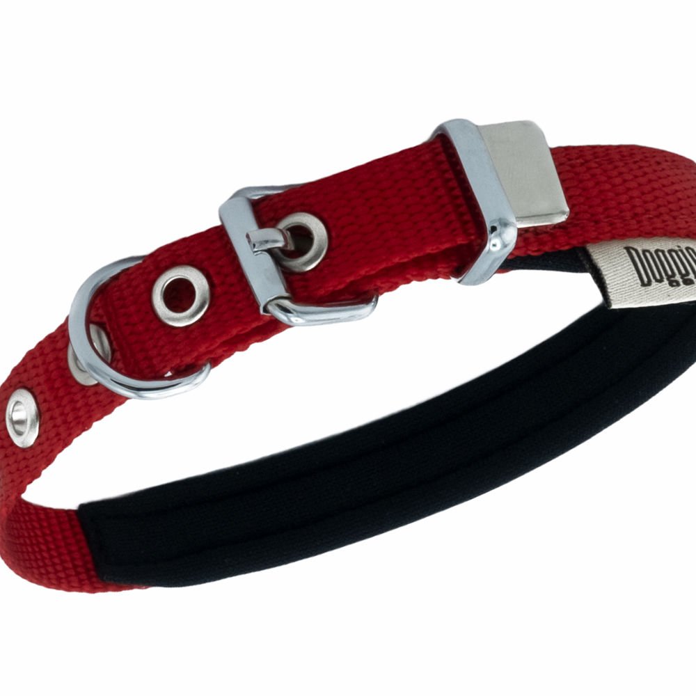 Doggie Elit Dokumadan El Yapımı Köpek Boyun Tasması 3x47-55cm - Red