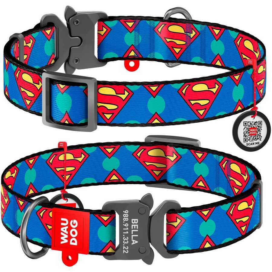 Collar Waudog Superman Logolu Metal Tokalı Köpek Boyun Tasması 23-35 Cm 15mm (0015-2006)