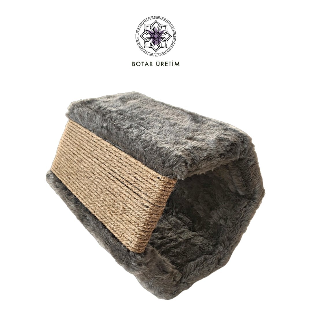 BOTAR ÜRETİM Premium Hexagon Tırmalamalı Kedi Yatağı – Antrasit