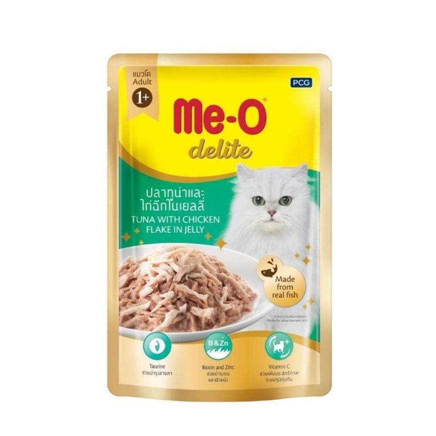 Me-O Pouch Delite Tavuk ve Ton Balıklı Yetişkin Kedi Konservesi 70 Gr