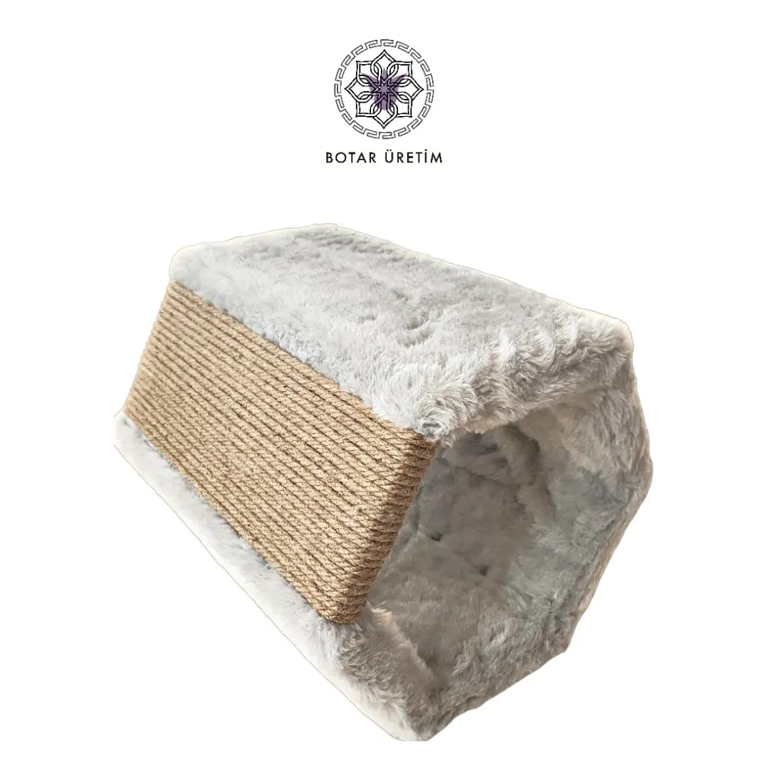 BOTAR ÜRETİM Premium Hexagon Tırmalamalı Kedi Yatağı – Gri