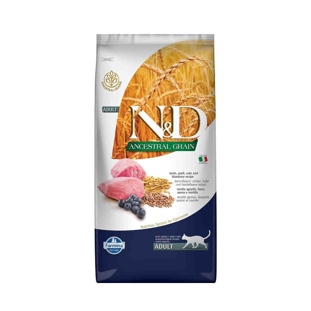 N&D Düşük Tahıllı Kuzu Etli Yaban Mersinli Kedi Maması 10 kg