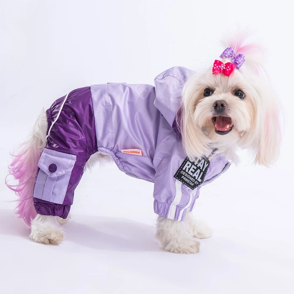 PawStar Lila Mor Bicolor Tulum Yağmurluk Küçük ve Orta Irk