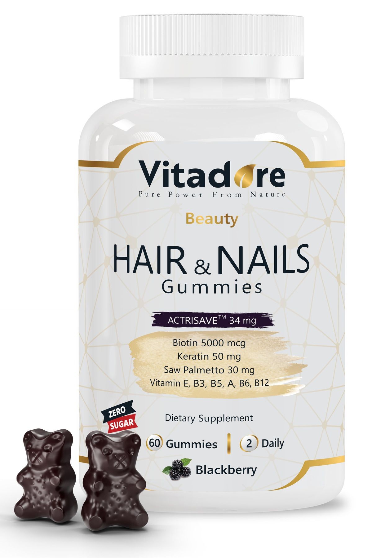 Çiğnenebilir Saç Vitamini – Beauty Hair & Nails Gummies | Biotin, Keratin, Saw Palmetto, Actrisave™