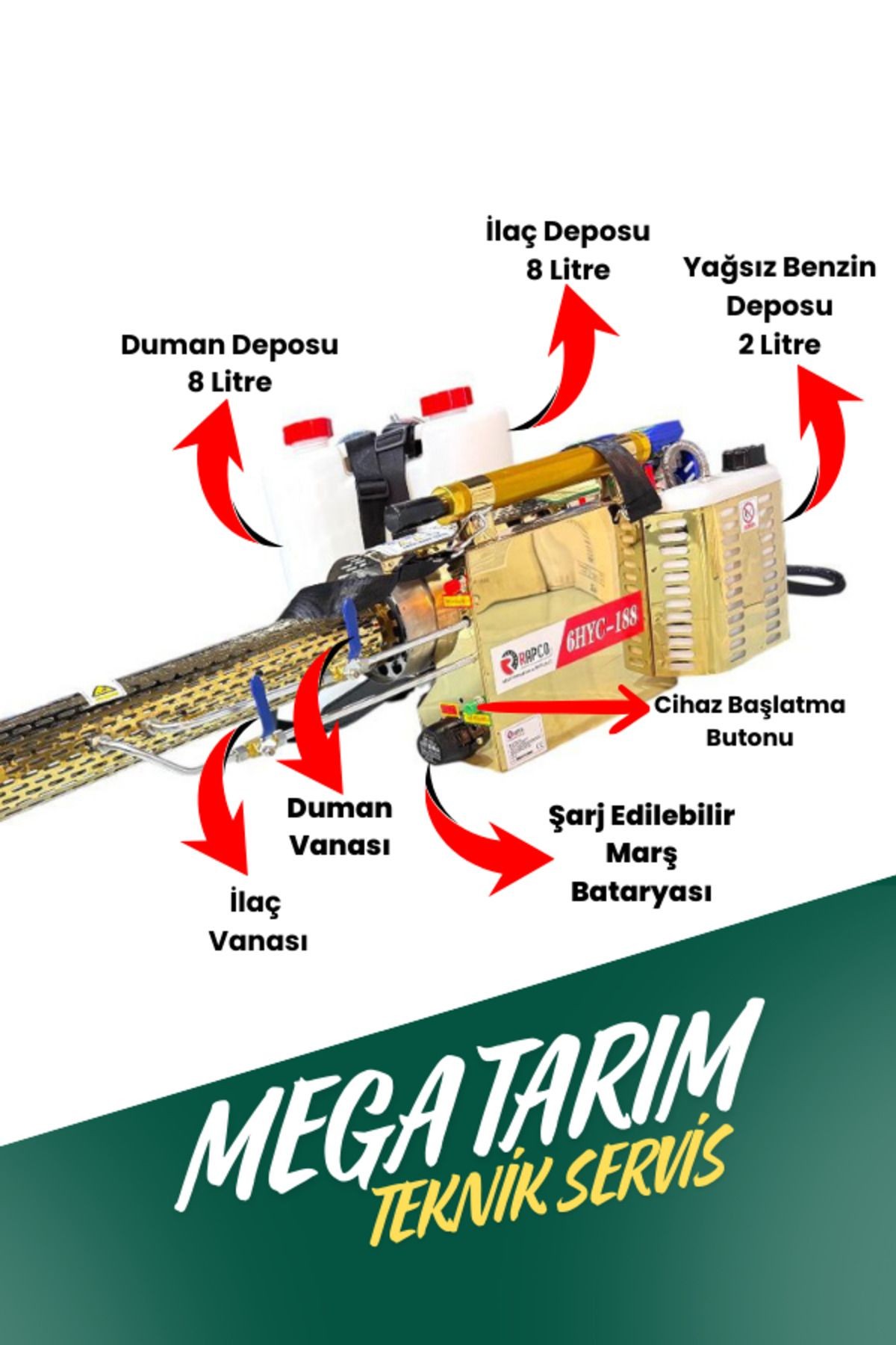 Sisleme Makinesi Kokarca İlaçlama Makinesi Dumanlama Makinesi Rapco 6HYC-188 ULV