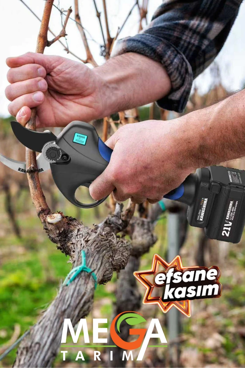 Kawashima 45 mm Akülü Budama Makası 25 Volt 4 AH Çift Bataryalı Bel Taşımalı