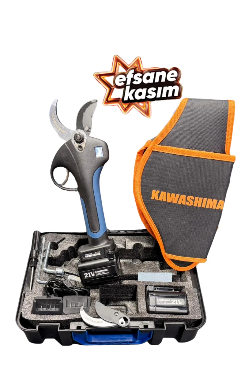 Kawashima 45 mm Akülü Budama Makası 25 Volt 4 AH Çift Bataryalı Bel Taşımalı