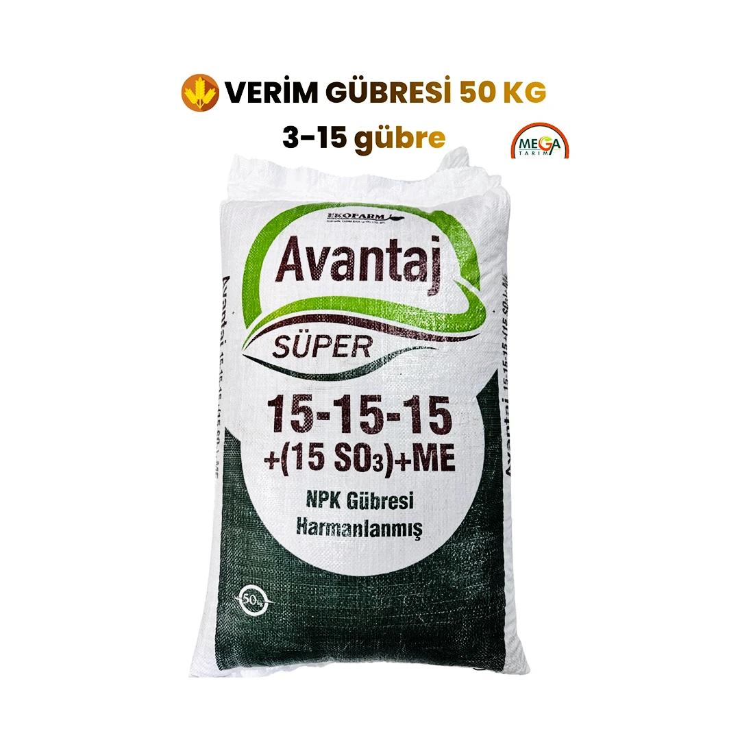 Süper 15.15.15+15 Çinkolu Verim Gübresi Avantaj Ekofarm Mega Tarım 50 kg