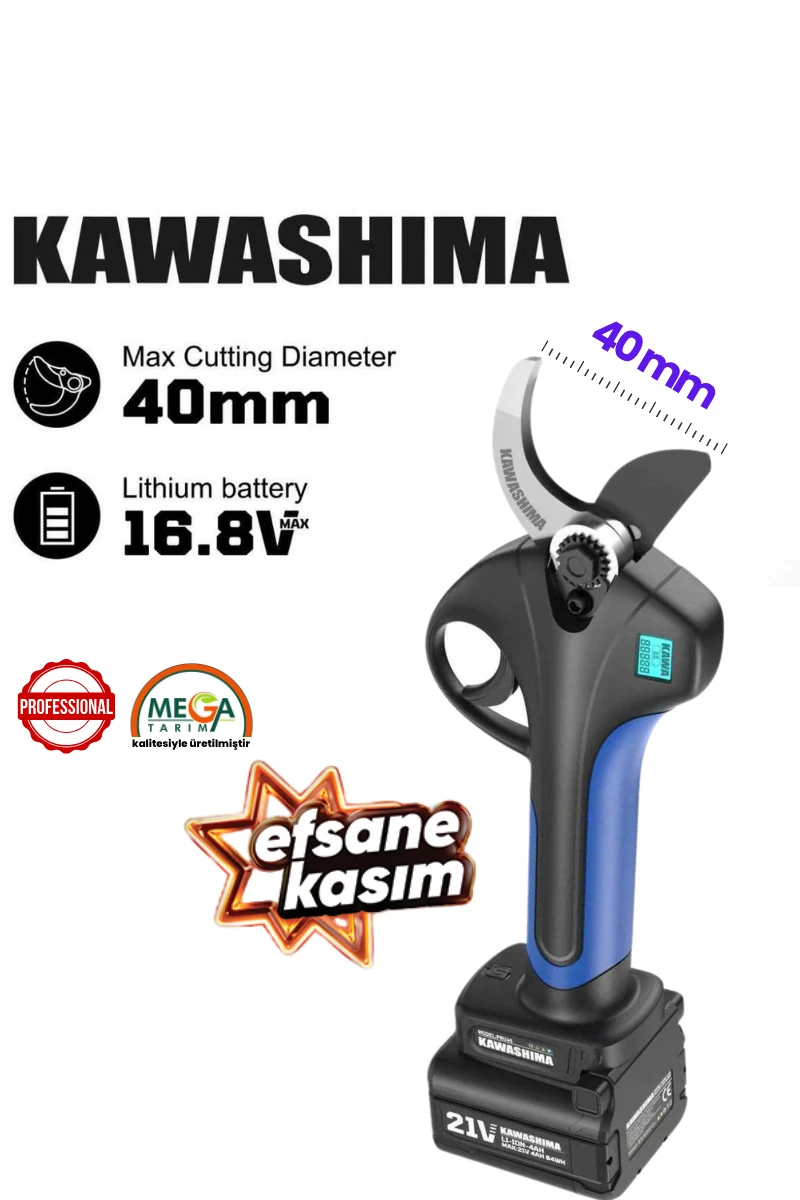 Kawashima 40 mm Akülü Budama Makası 16.8 Volt 4 AH Çift Bataryalı 