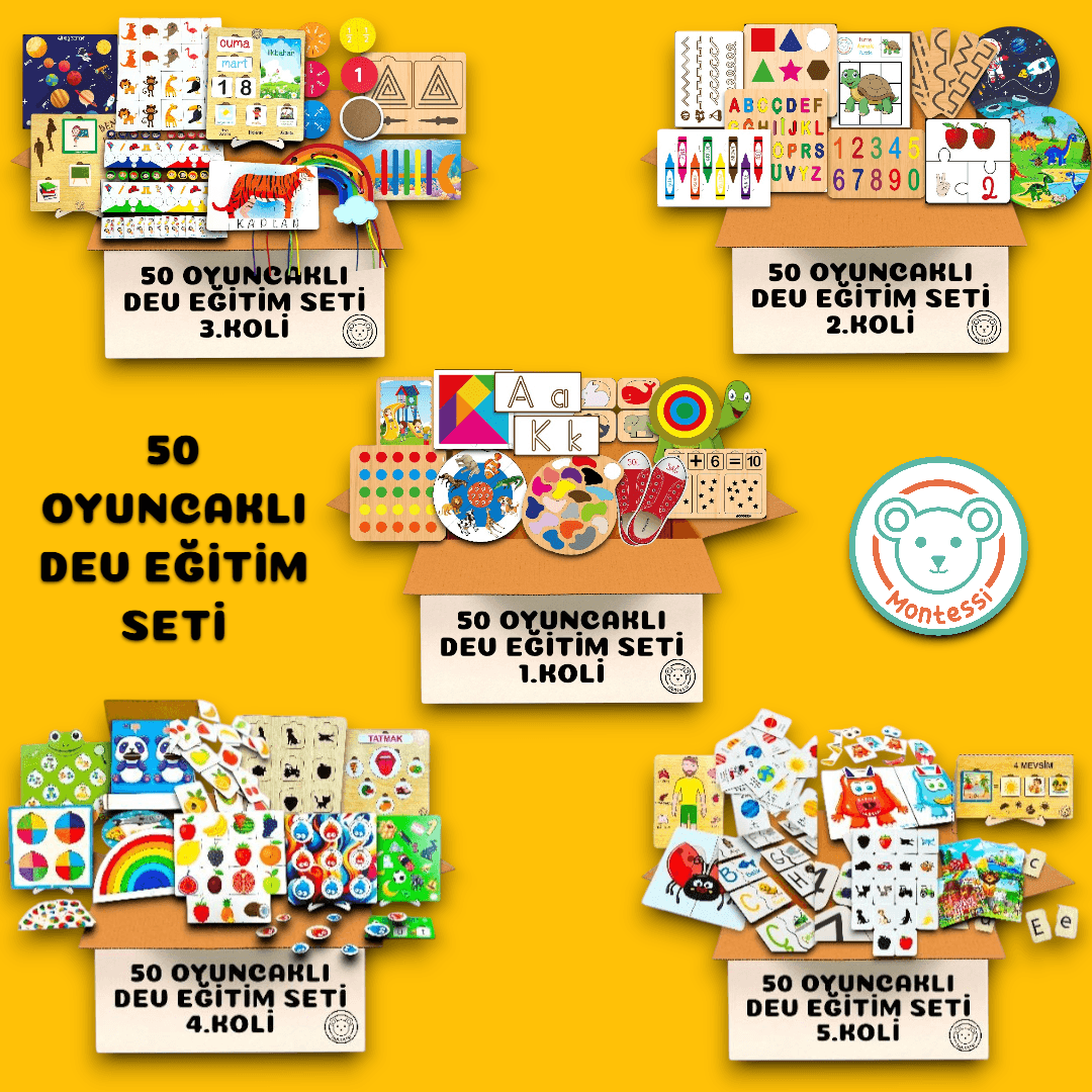 50 Oyuncaklı Ahşap Eğitici Oyuncak Kolisi