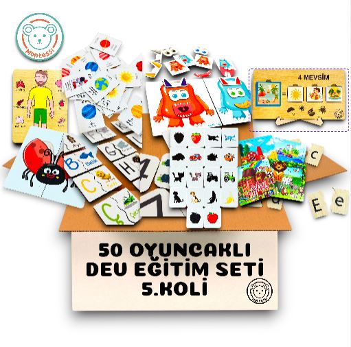 50 Oyuncaklı Ahşap Eğitici Oyuncak Kolisi