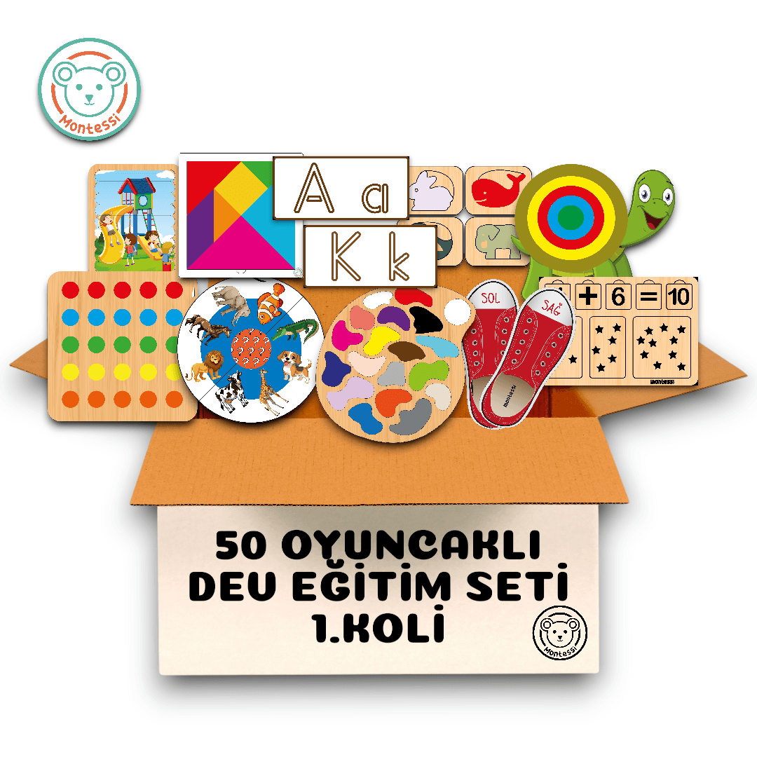 50 Oyuncaklı Ahşap Eğitici Oyuncak Kolisi