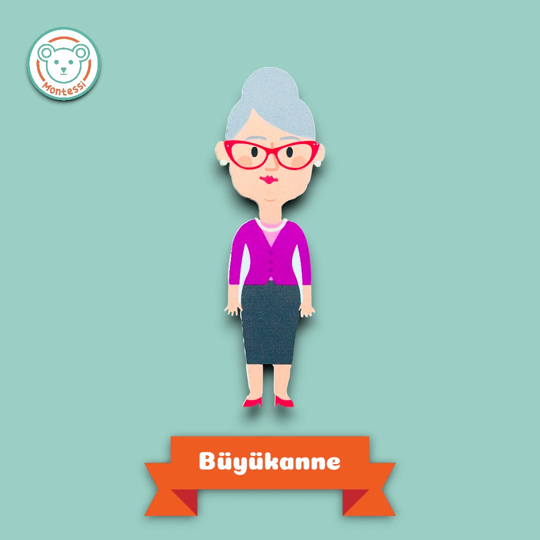 Ahşap Aile Kukla Seti-İp Geçirme