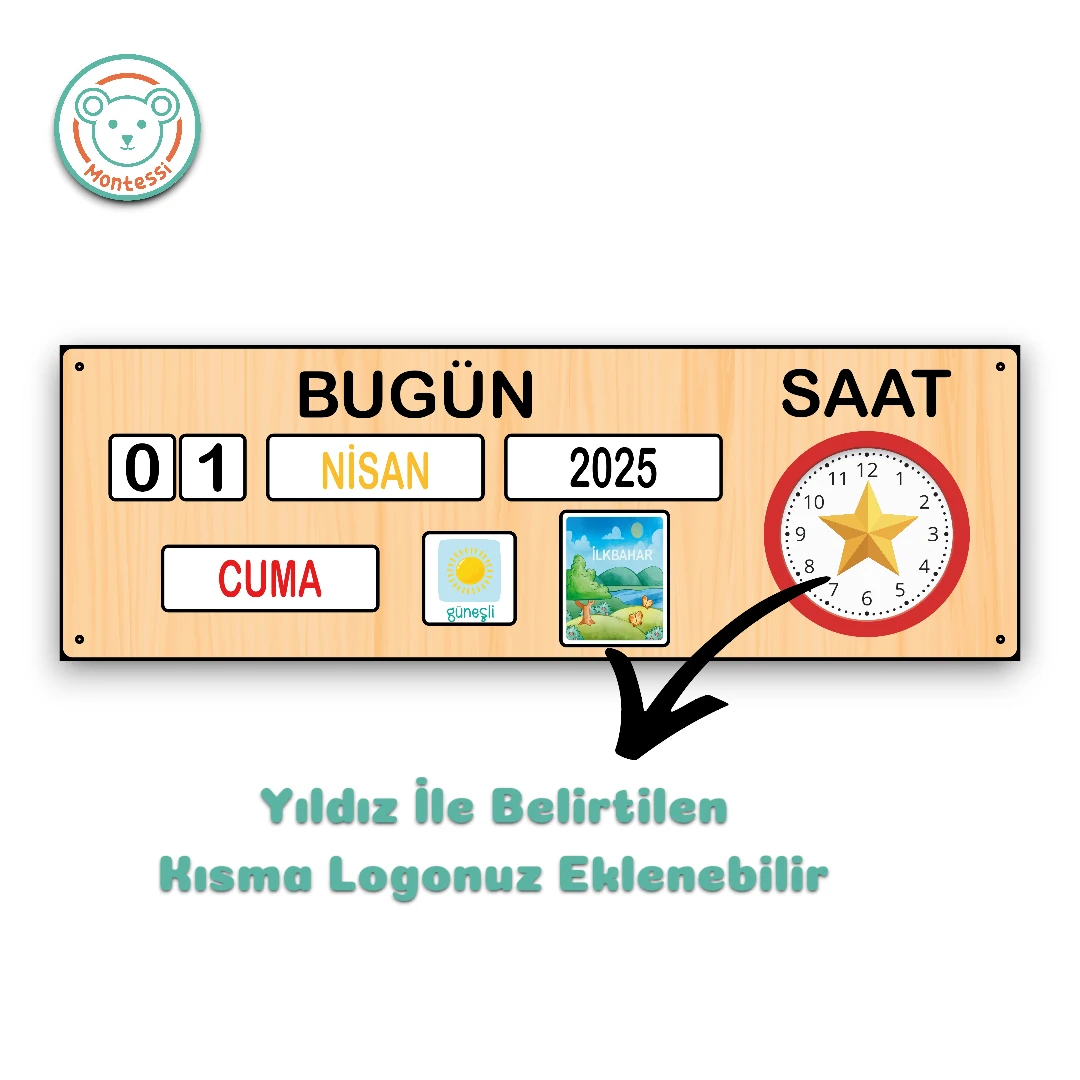 Ahşap Duvar Takvimi Mıknatıslı (Akçaağaç Renk)