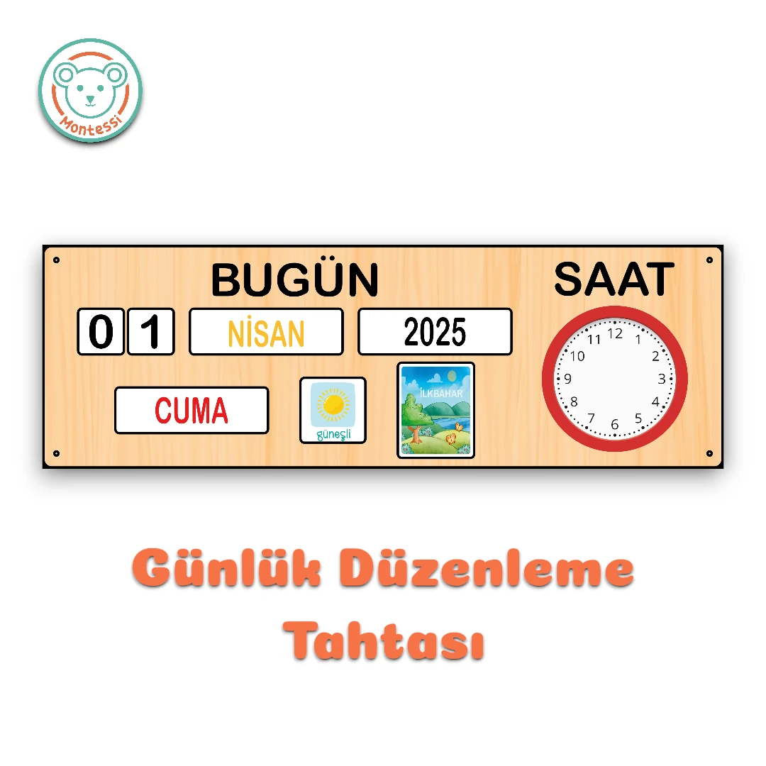 Ahşap Duvar Takvimi Mıknatıslı (Akçaağaç Renk)