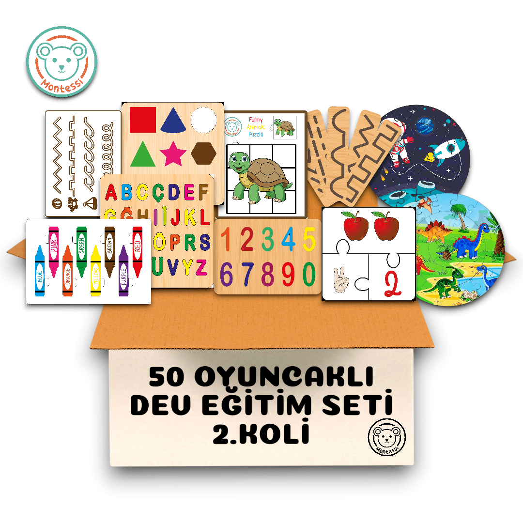 50 Oyuncaklı Ahşap Eğitici Oyuncak Kolisi