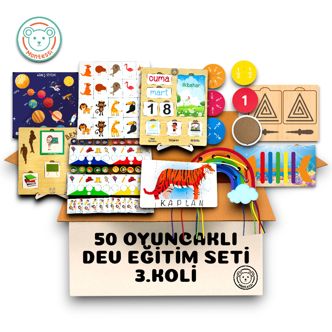 50 Oyuncaklı Ahşap Eğitici Oyuncak Kolisi