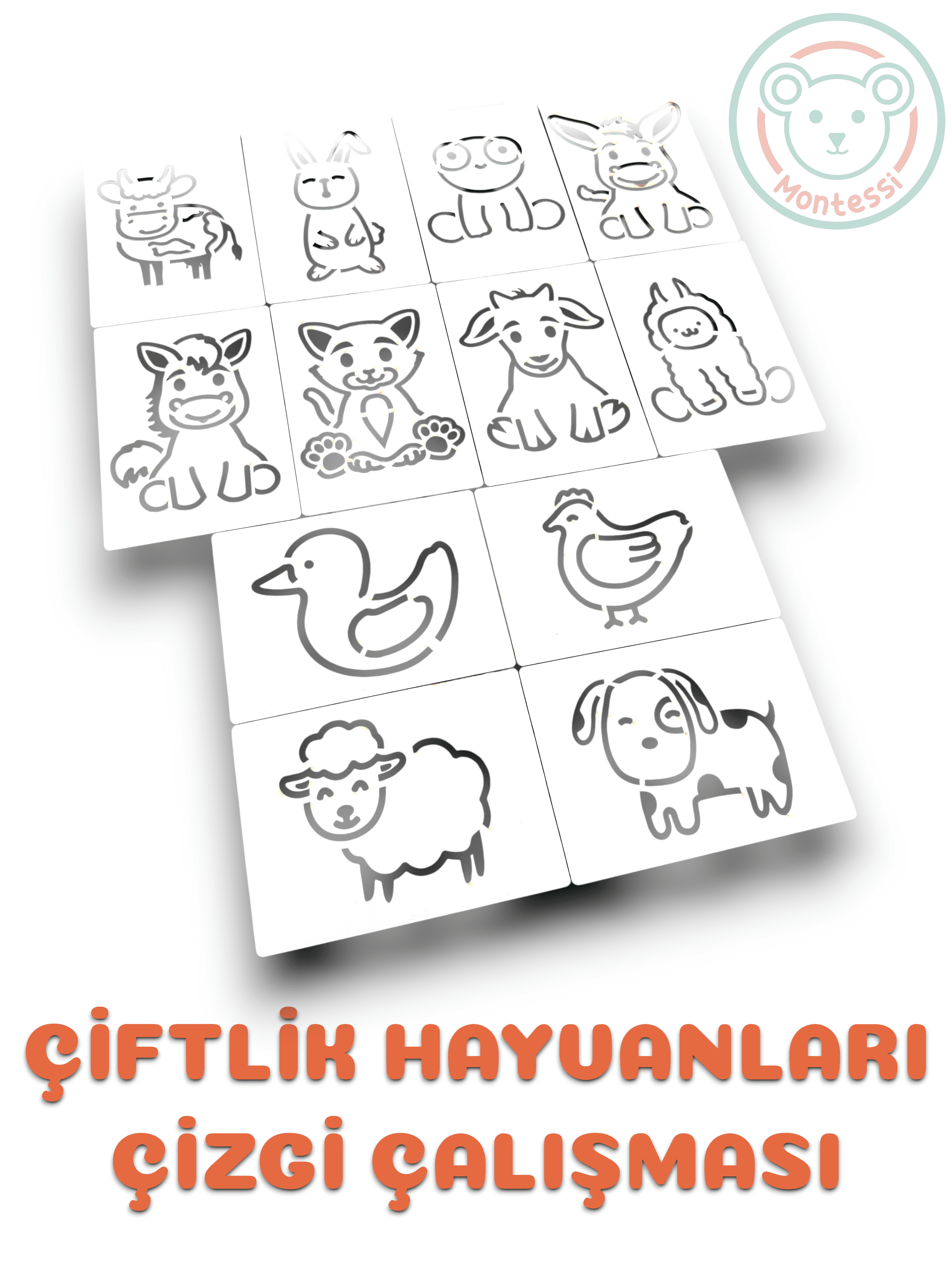 Montessi Çiftlik Hayvanları Çizgi Çalışması Seti 