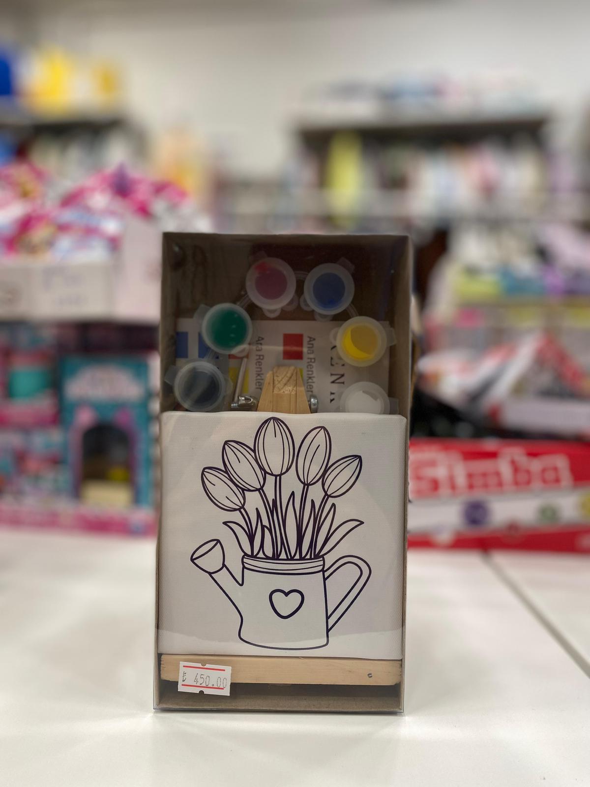 Saksılı Çicek 2 Baskılı Mini Kanvas Set