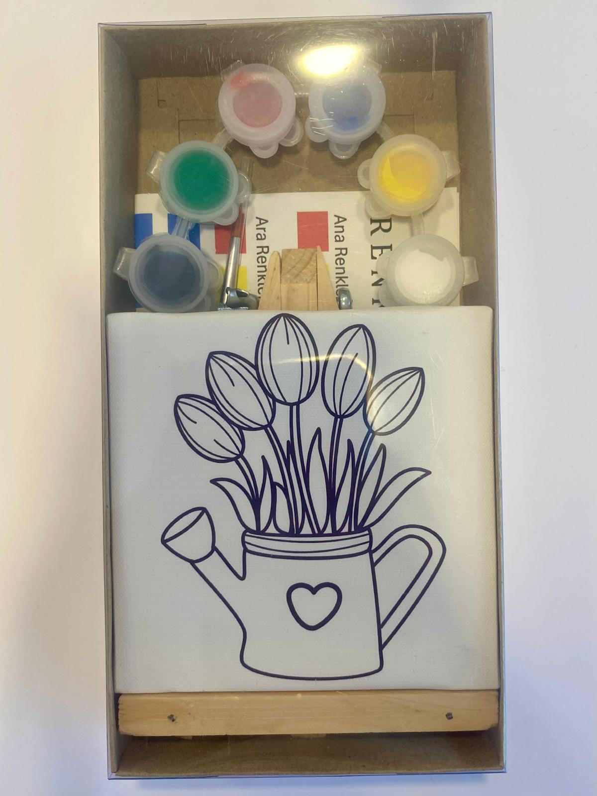 Saksılı Çicek 2 Baskılı Mini Kanvas Set