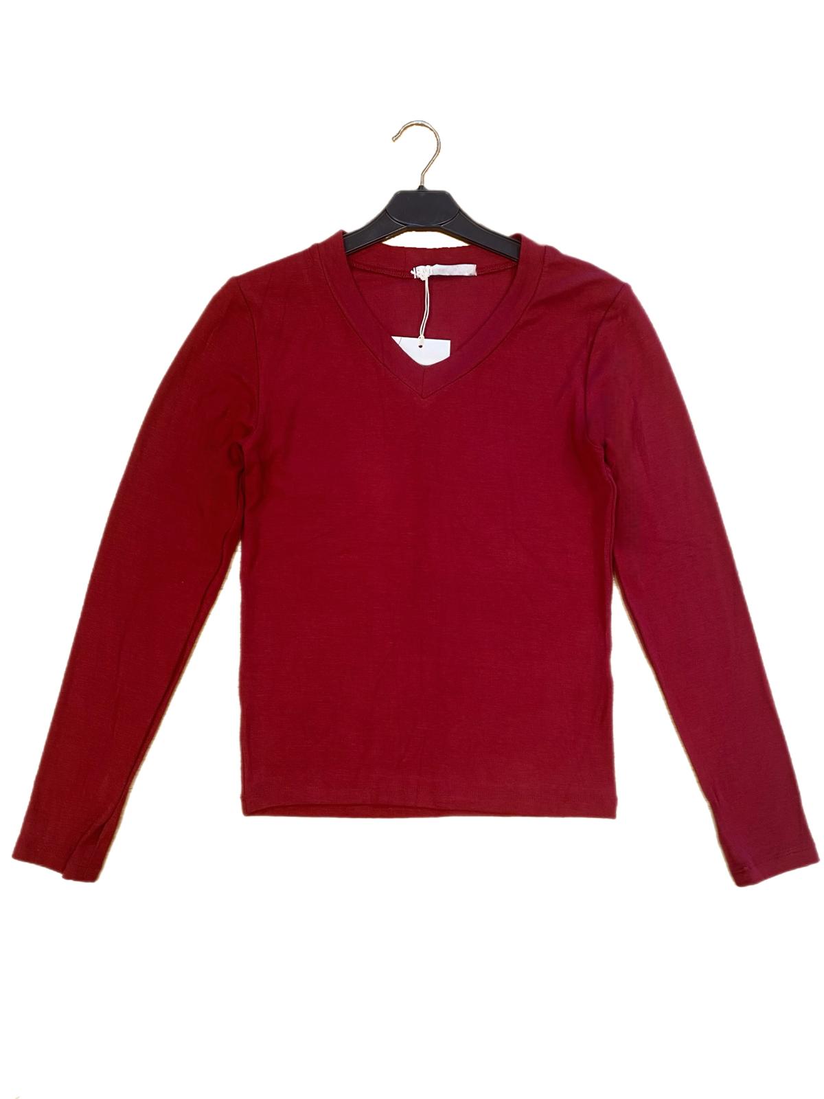 Parmak Geçmeli Body V yaka Bordo