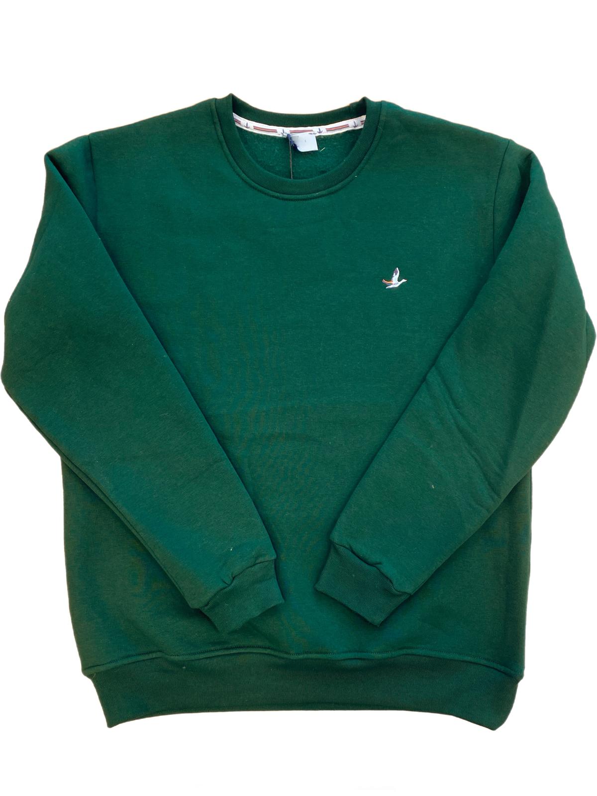 Nakış Detaylı Erkek Sweatshirt Yeşil