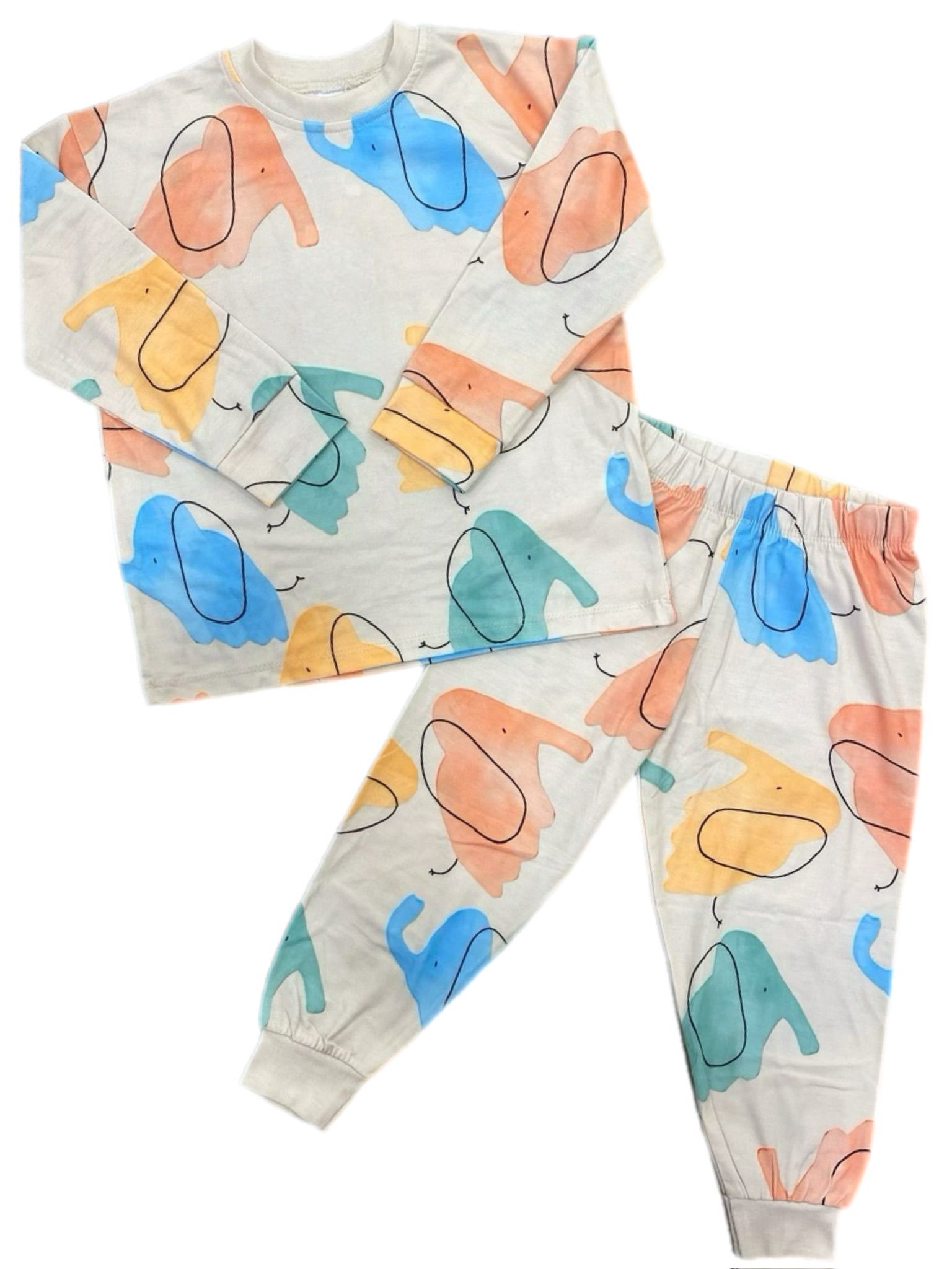 Fil Baskılı Renkli Pijama Takımı