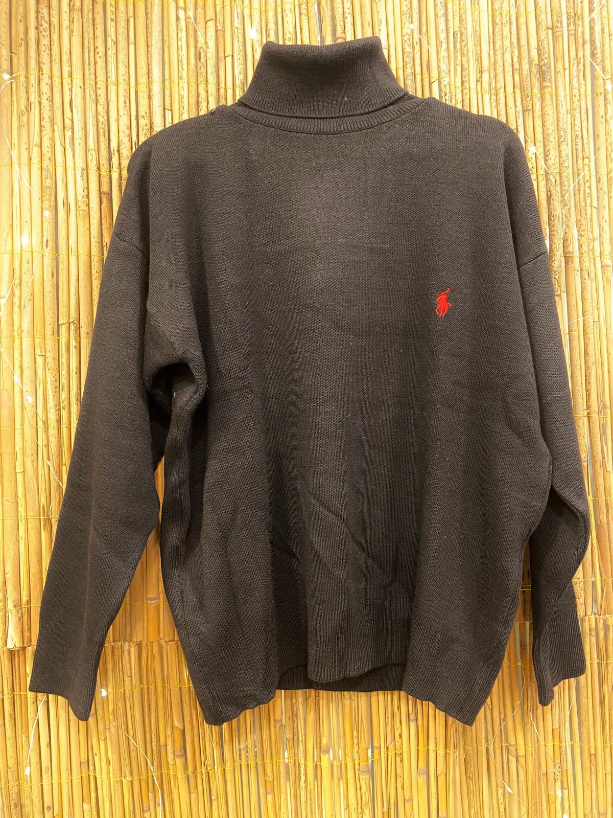 Nakış Logolu Boğazlı Kazak Siyah