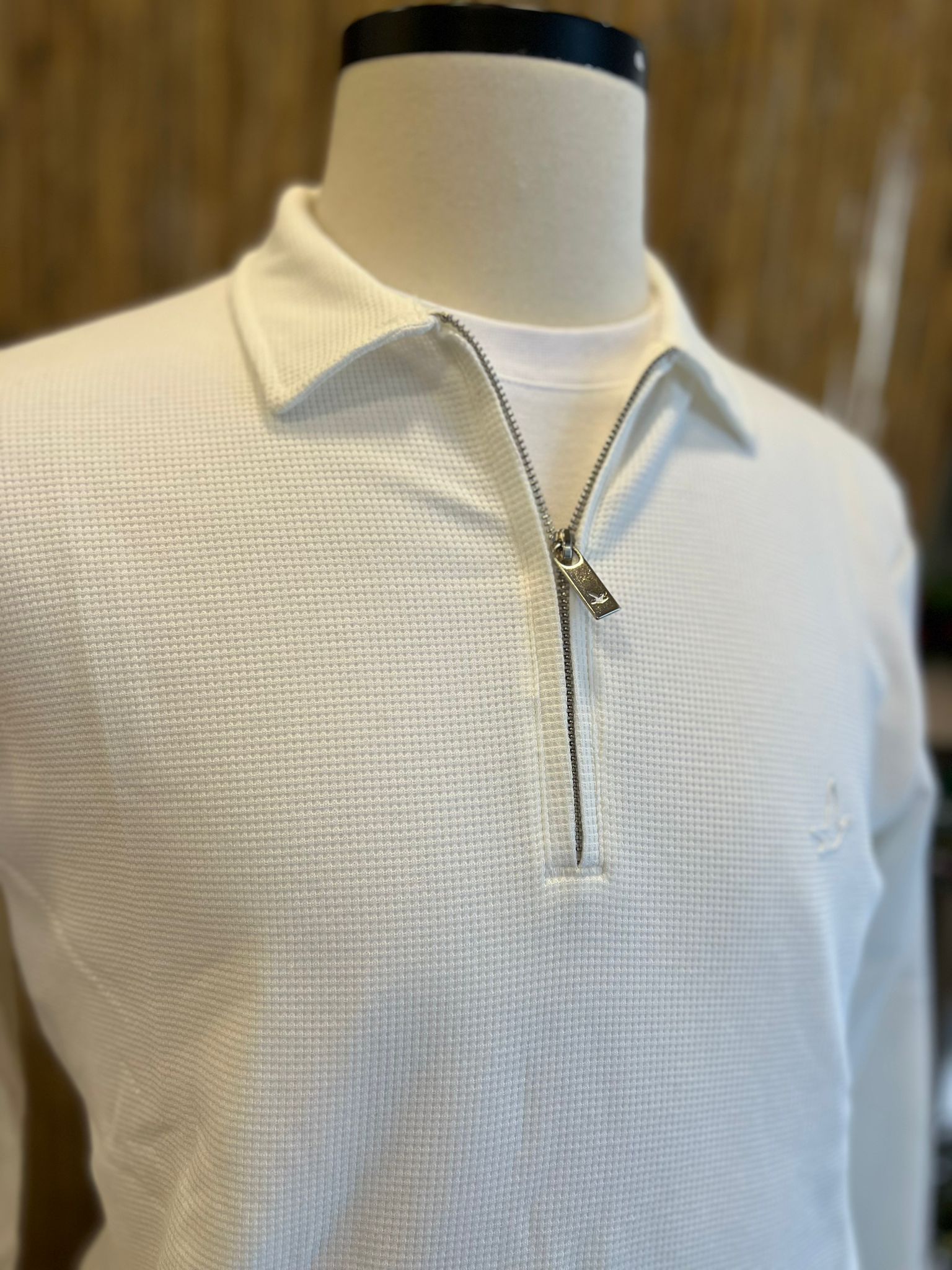 Gofre Polo Yaka Ekru