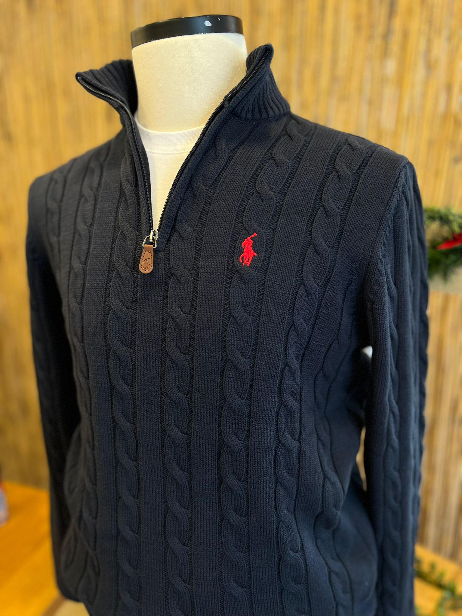 Fermuarlı Yaka Logolu Erkek Lacivert Triko