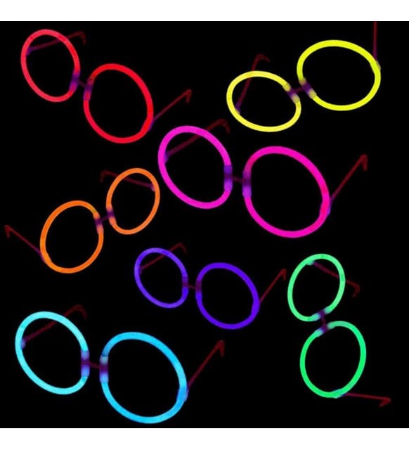 Glow Parti Gözlüğü Glow Partisi Yuvarlak Şekilli Fosforlu Gözlük