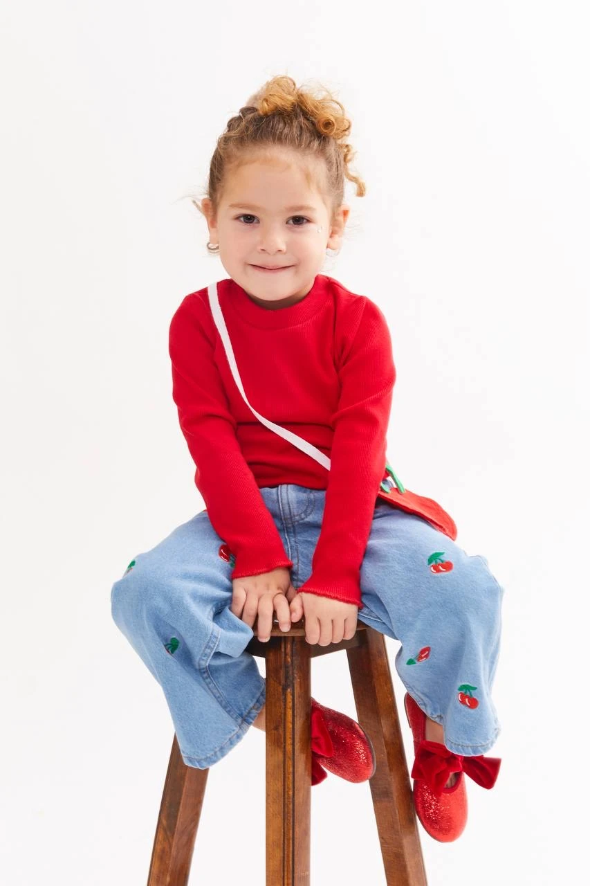 Kiraz Desen Alt Üst 3lü Takım